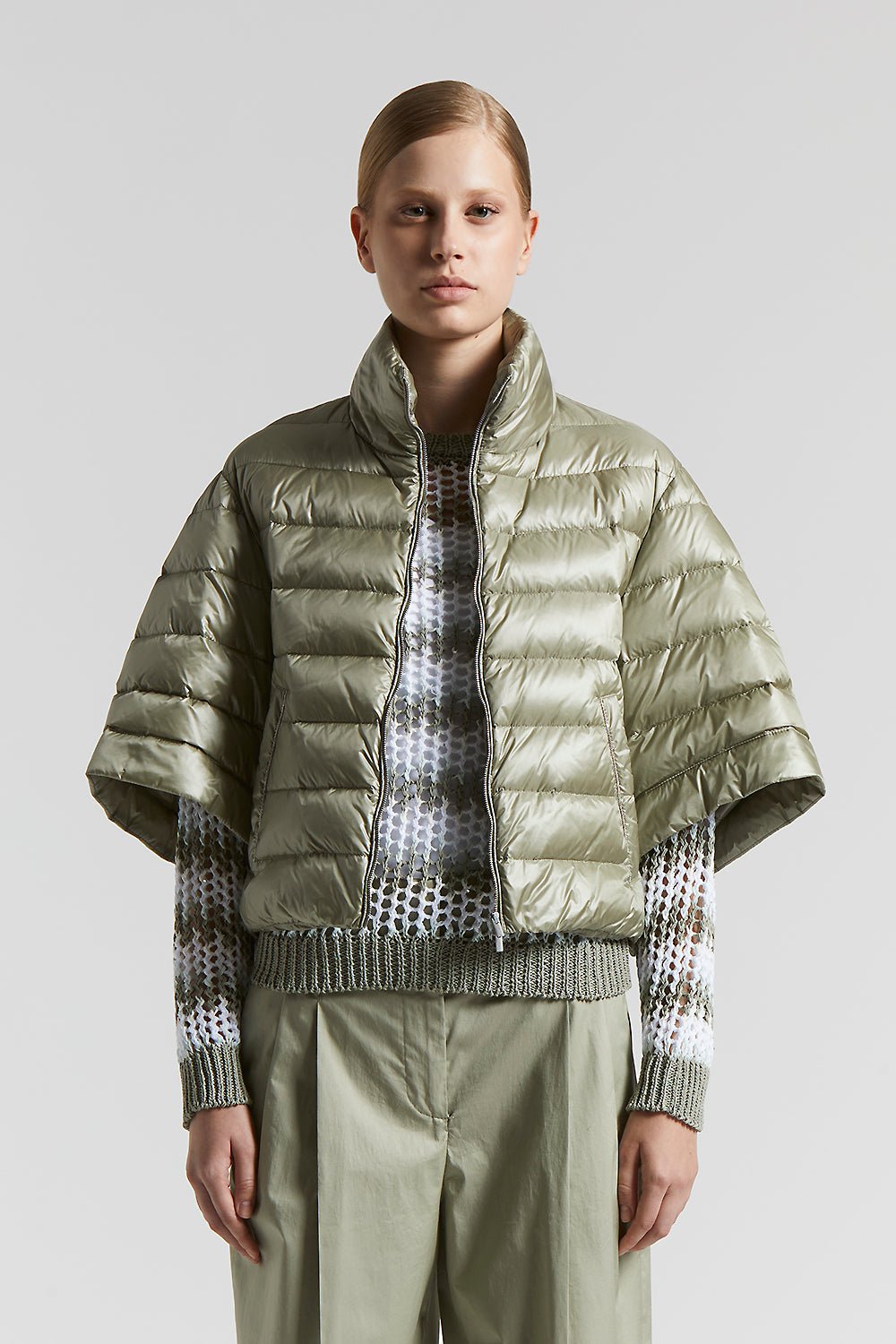 Peserico - Down jacket with short sleeves - Eucalyptus